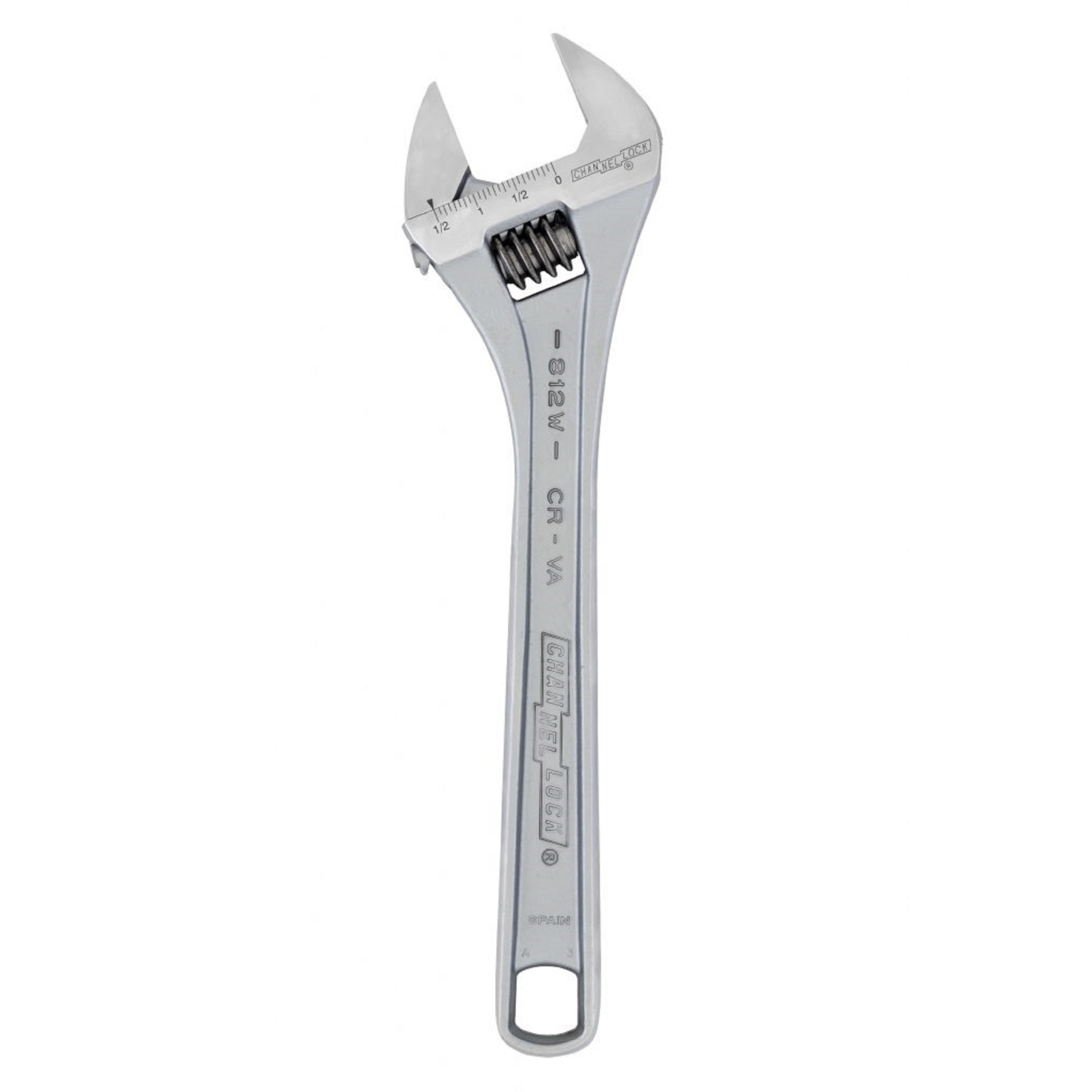 Channellock, 12in. Chrome/Nickel Finish Steel Adjustable Wrench, Model# 812W